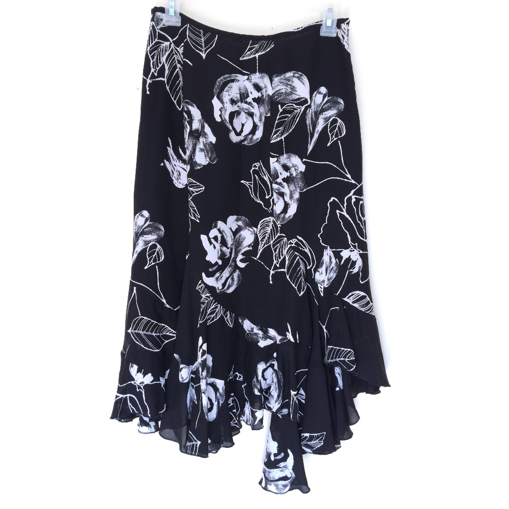 Bianca Nygard Black Floral Petal Skirt 6P